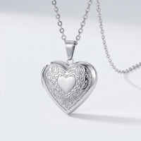Thumbnail for Floral Heart Photo Locket Necklace, view 11