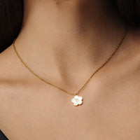 Thumbnail for Gold Necklace for a Woman - Flower Initial Necklace - Woman Necklace - Letter Necklace Necklace Gold / A Brother & Sisters