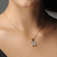 Thumbnail for Gold Necklace for a woman - Simple Initial Necklace - Woman Necklace - Letter Necklace Necklace White / A Brother & Sisters