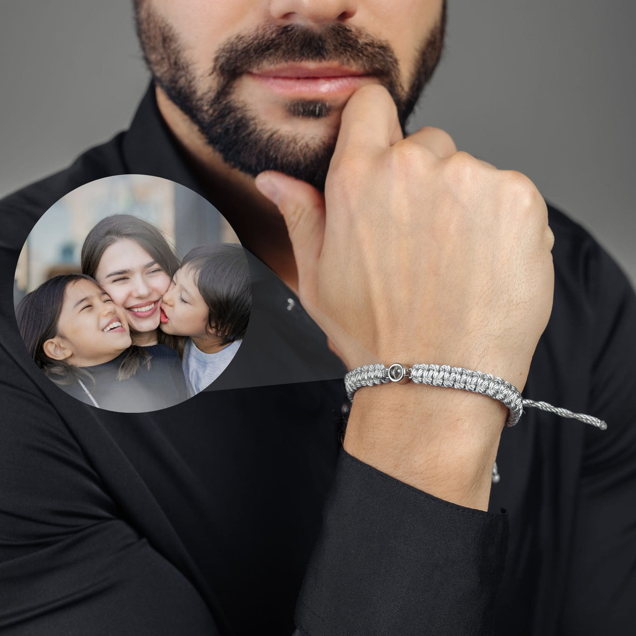 Man Bracelet - Men’s Personalised Bracelet - Personalized Gift - Custom Jewelry For Him - Custom Bracelet Picture - Personalised Photo Gift Bracelet Brother & Sisters