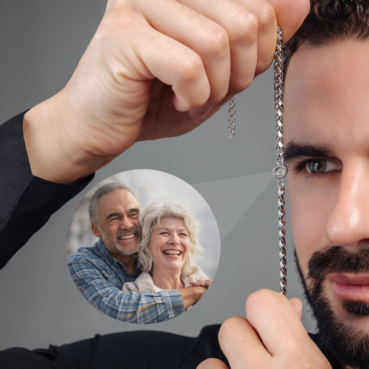 Man Bracelet - Men’s Personalised Bracelet - Steel Personalized Photo Bracelet - Personalized Gift for Men - Custom Jewelry for Him - Custom Bracelet Picture - Personalised Photo Gift Bracelet Brother & Sisters