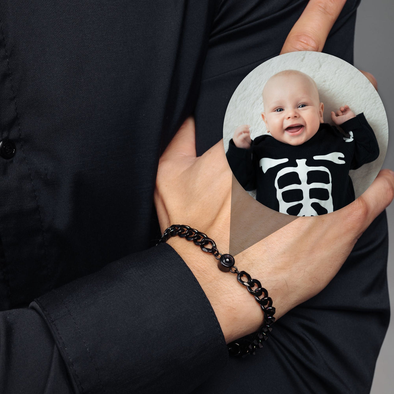 Man Bracelet - Men’s Personalised Bracelet - Steel Personalized Photo Bracelet - Personalized Gift for Men - Custom Jewelry for Him - Custom Bracelet Picture - Personalised Photo Gift Bracelet Black Brother & Sisters