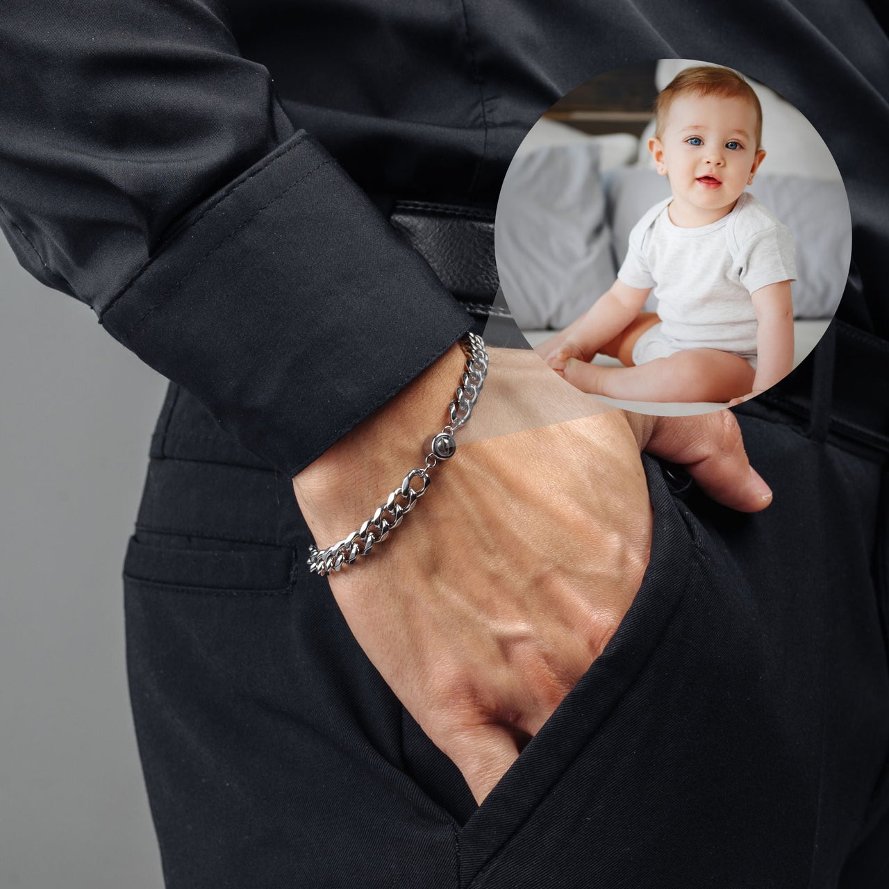 Man Bracelet - Men’s Personalised Bracelet - Steel Personalized Photo Bracelet - Personalized Gift for Men - Custom Jewelry for Him - Custom Bracelet Picture - Personalised Photo Gift Bracelet Silver Brother & Sisters