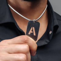 Thumbnail for Silver Man Necklace - Initial Necklace - Army Letter Necklace - Mens Chain Necklace Necklace Brother & Sisters