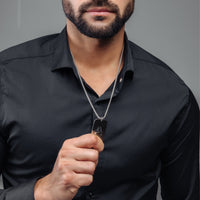 Thumbnail for Silver Man Necklace - Initial Necklace - Army Letter Necklace - Mens Chain Necklace Necklace Brother & Sisters