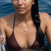 Thumbnail for Square pendant necklace — worn in the water, waterproof, silver | SKU: 505762