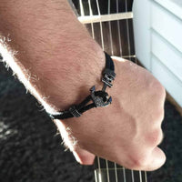Thumbnail for Man Bracelet - Man Leather Bracelet - Black Anchor Bracelet - Men's Bracelet Bracelet Brother & Sisters