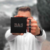 Thumbnail for Man Bracelet - Man Leather Bracelet - Black Anchor Bracelet - Men's Bracelet Bracelet Brother & Sisters