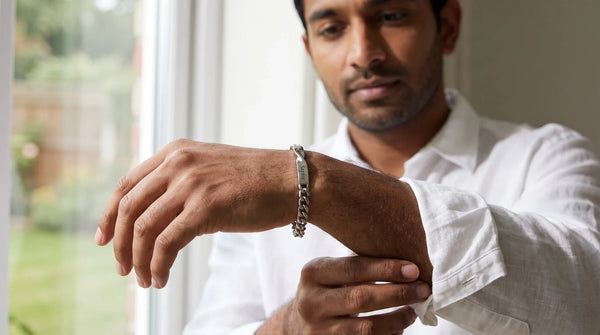 Stainless Steel Versus Sterling Silver for Jewelry: infinity bond matching bracelet worn, personalized jewelry in 304L stainless steel