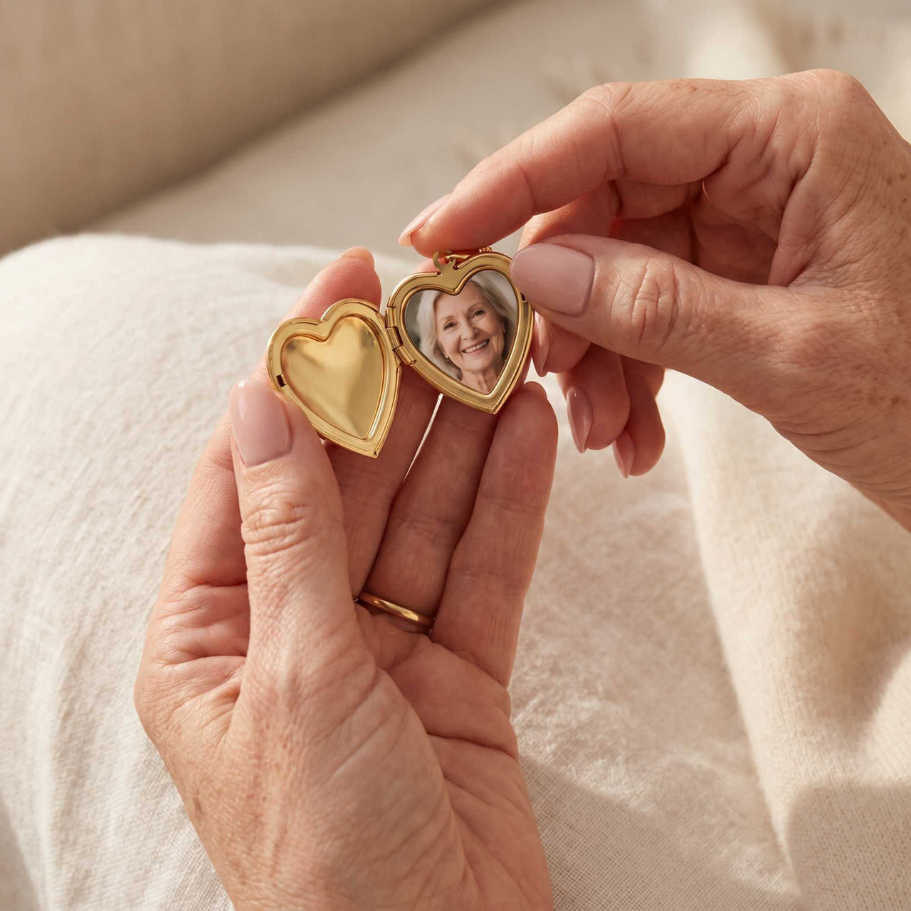 Scroll Heart Photo Locket Necklace