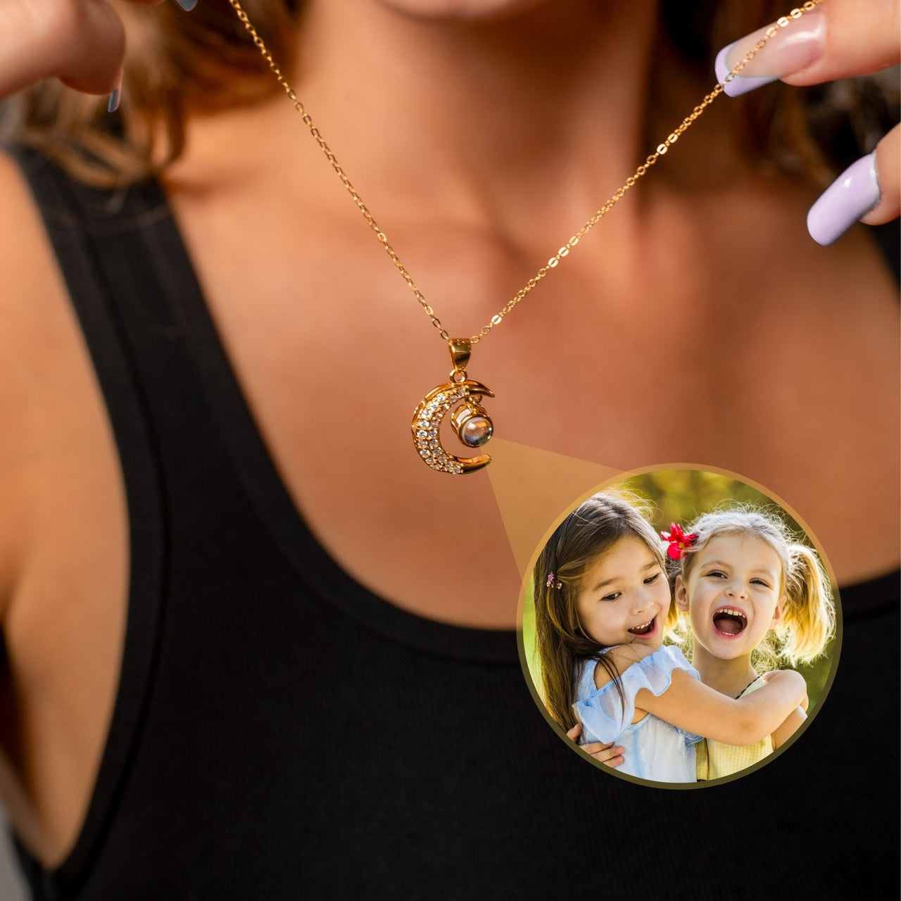 Lucky Moon Photo Necklace