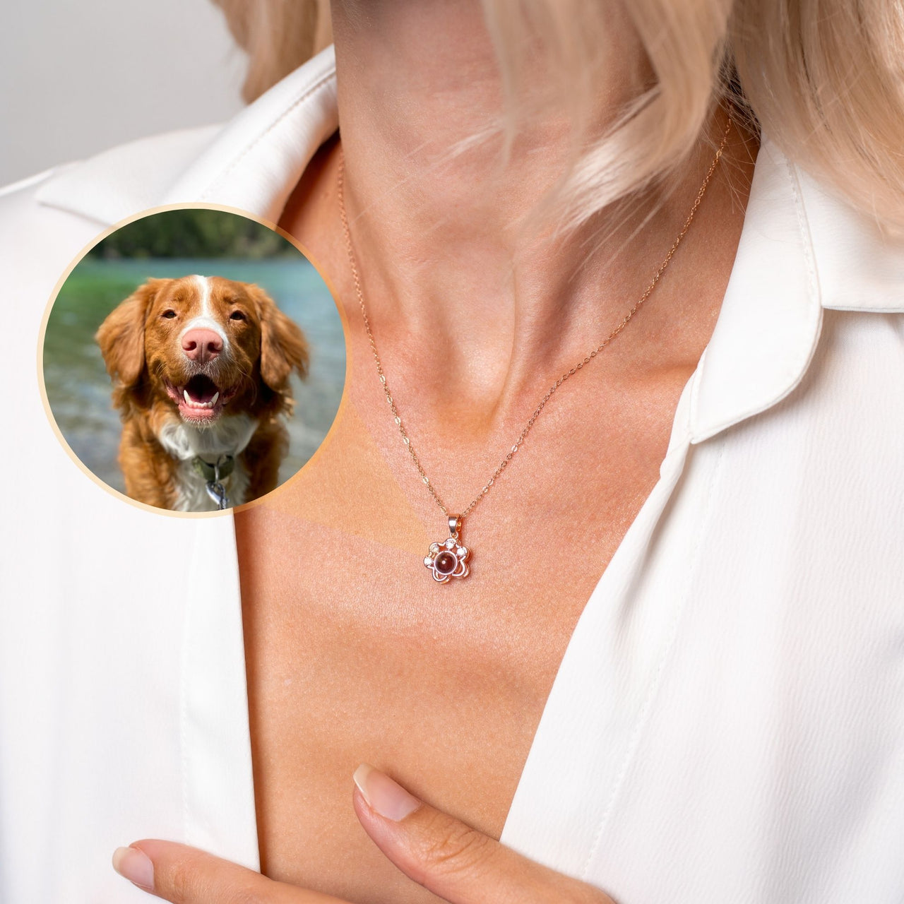 Paw Print Photo Necklace