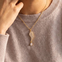 Thumbnail for The gold necklace worn, close-up | SKU: 42005-gold