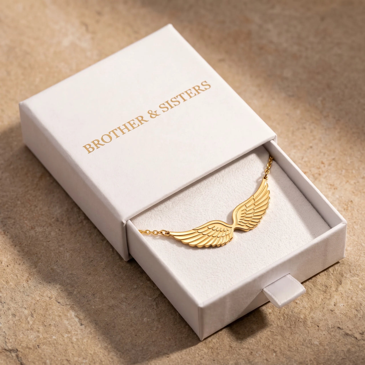 The gold necklace in the Brother & Sisters gift box | SKU: 42001-gold