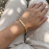 Thumbnail for Engraved bracelet — worn, real size, gold | SKU: btuvoy-g