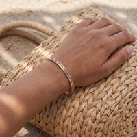 Thumbnail for Open cuff bracelet — worn, real size, rose gold | SKU: btuvoy-rg