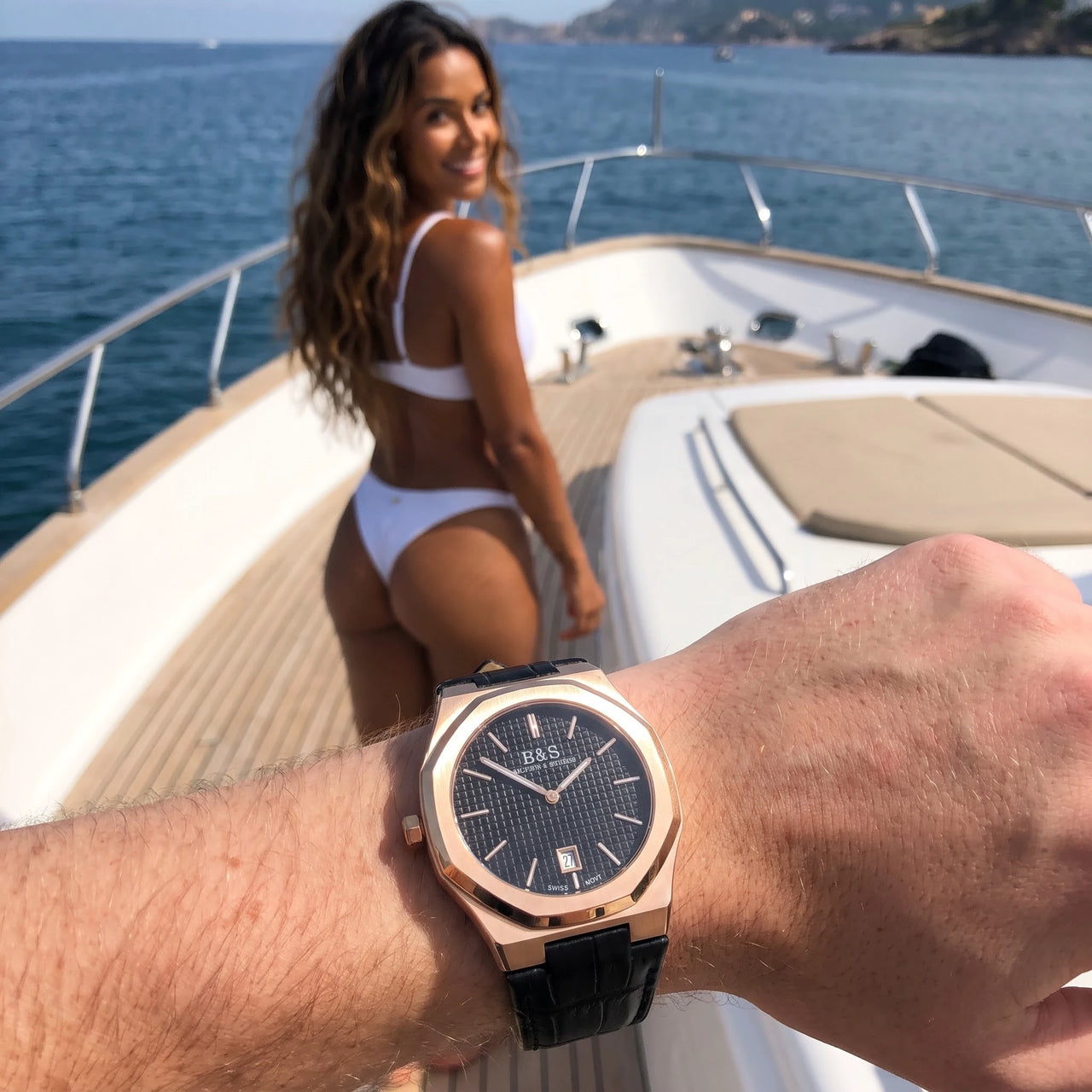 Black King men's watch worn on a man's wrist – Brother & Sisters (SKU 01122019-black-king)