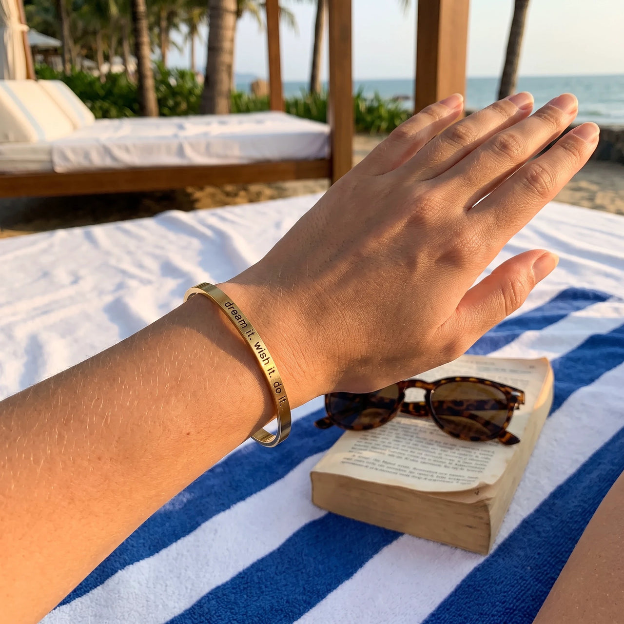 Graduation bracelet — worn, real size, gold | SKU: 4214557-gold-color