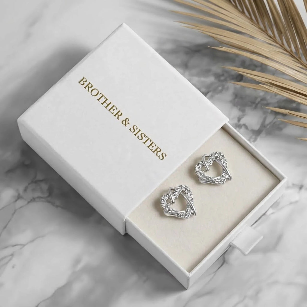 Crystal heart earrings — in the gift box, silver | SKU: 4478648-platinum-plated-clear