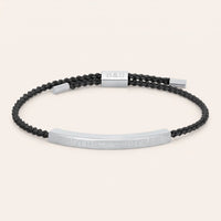 Thumbnail for Black string bracelet — product photo on a white background, silver | SKU: lecaviar-wg
