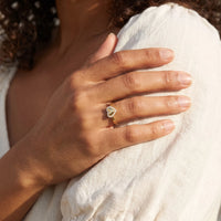 Thumbnail for Gold heart ring — close-up of the details, gold | SKU: lecoeur