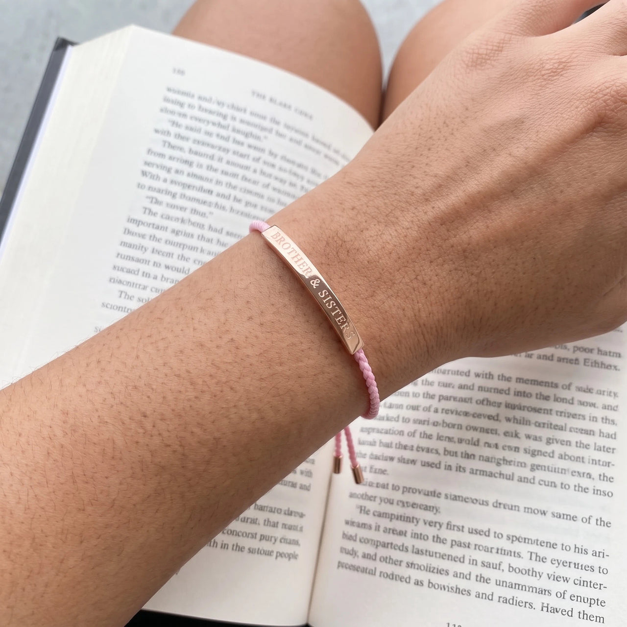 Friendship bracelet — worn, real size, rose gold | SKU: lecorail-rg
