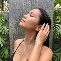 Thumbnail for Diamond shape necklace — worn in the shower, waterproof, silver | SKU: 12791388-white-gold