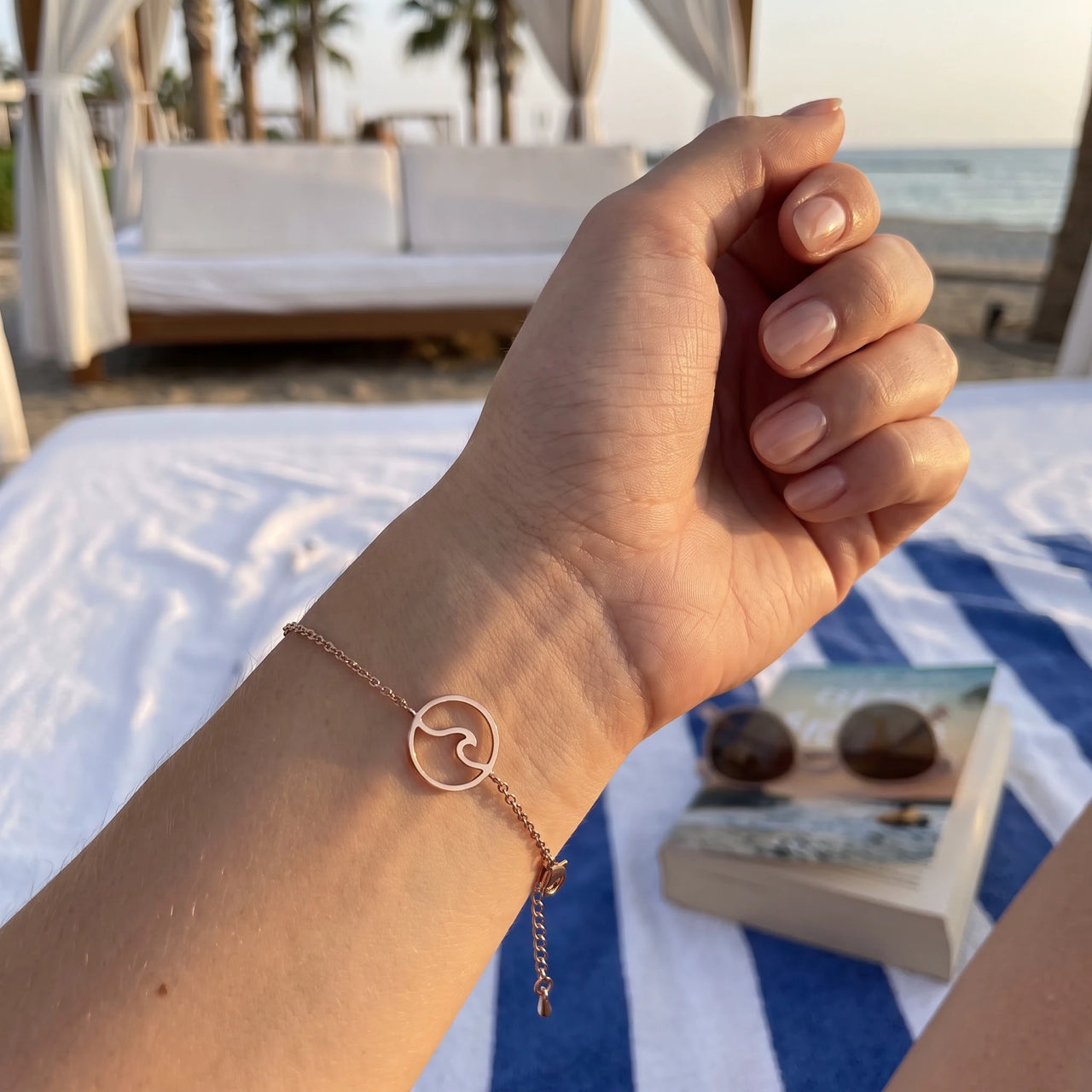 Dainty bracelet — worn, real size, rose gold | SKU: 17429078-rose-gold