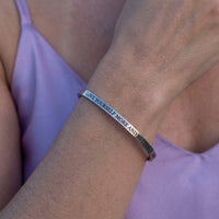 Thumbnail for Close-up of the Love Yourself More And Better bracelet in silver worn | SKU: lymab-wg