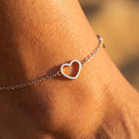 Thumbnail for Open Heart Anklet in Silver, view 4