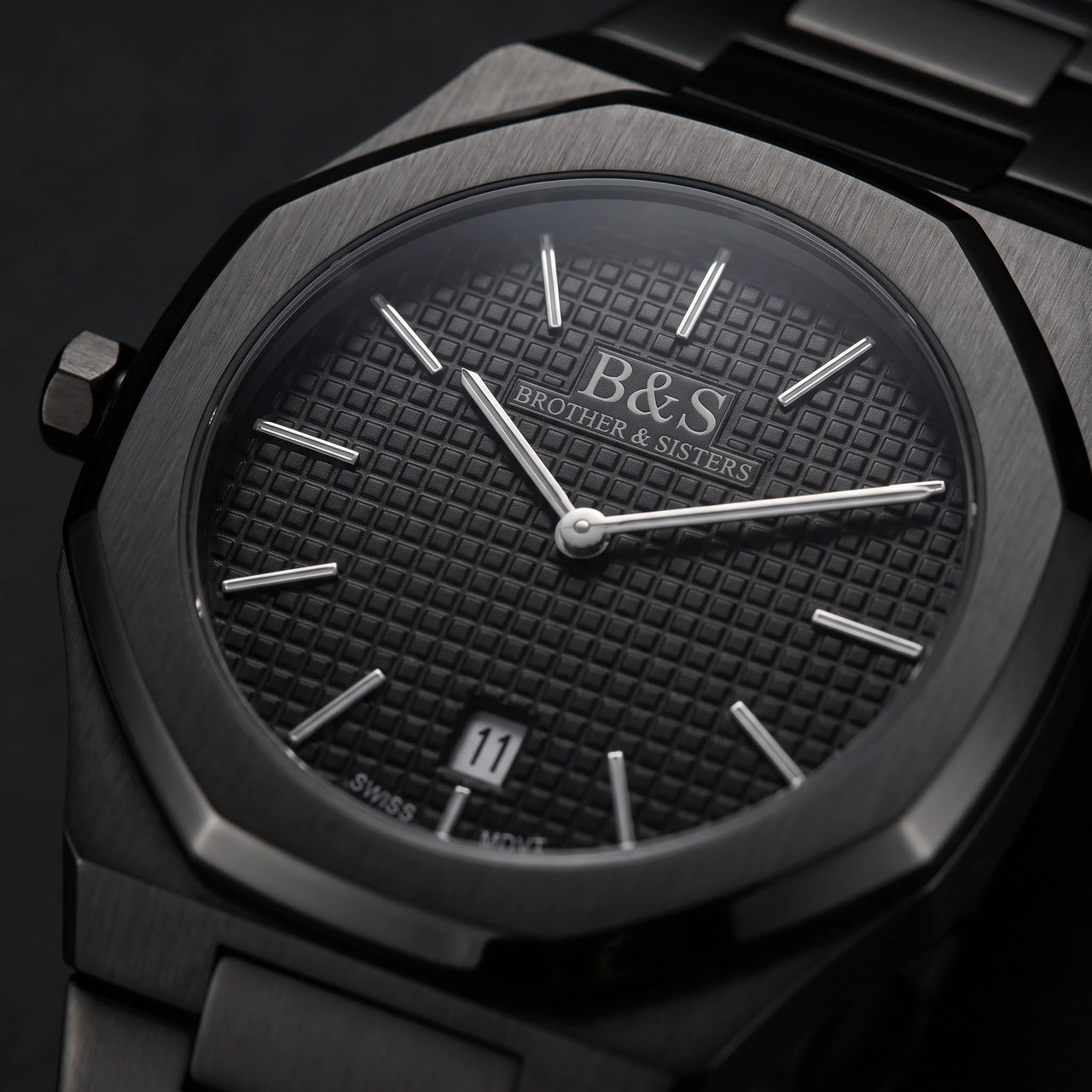 Phantom men's watch, dial close-up – Brother & Sisters (SKU 01122019-phantom)