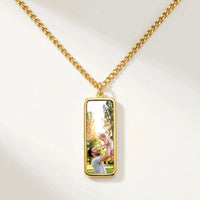 Thumbnail for Secret Bar Photo Necklace in gold, black bar pendant turning into a hidden photo when warmed | SKU: TPH-BARN-GOLD