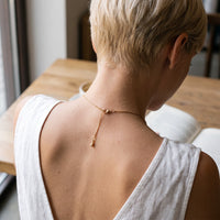 Thumbnail for Back of the neck showing the clasp and extension chain of the gold drop photo necklace | SKU: TPH-DRPN-GOLD