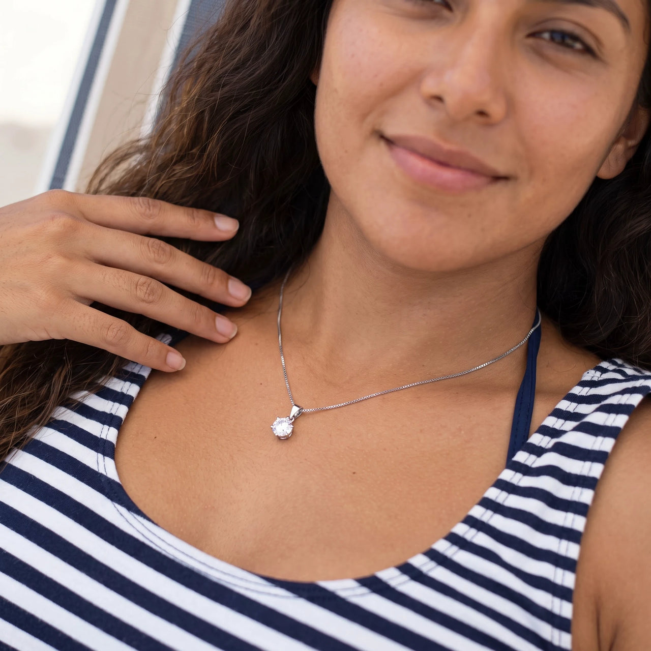 Cubic zirconia pendant — worn, silver | SKU: 505665