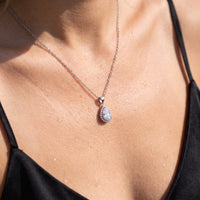 Thumbnail for Drop necklace — close-up of the details, silver | SKU: 505415-white