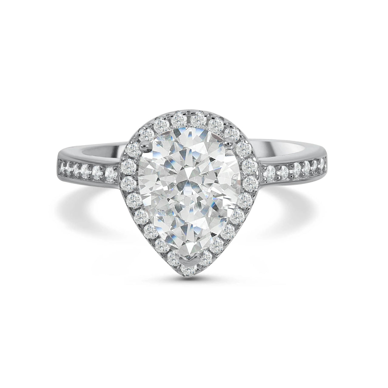 Pear shaped engagement ring — product photo on a white background, silver | SKU: 505162-4.5-silver