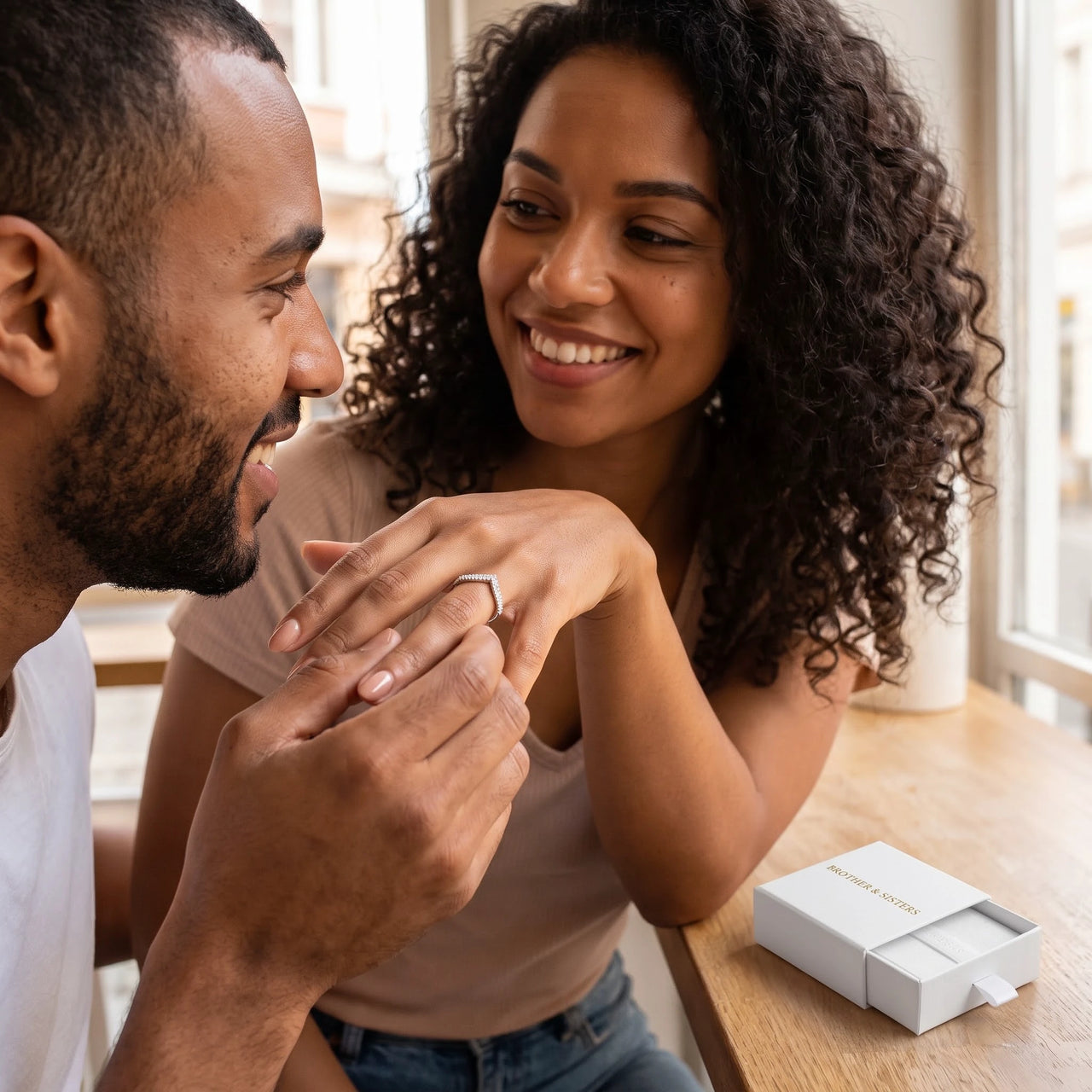 He offers her the silver ring | SKU: 10645547-4.5-silver