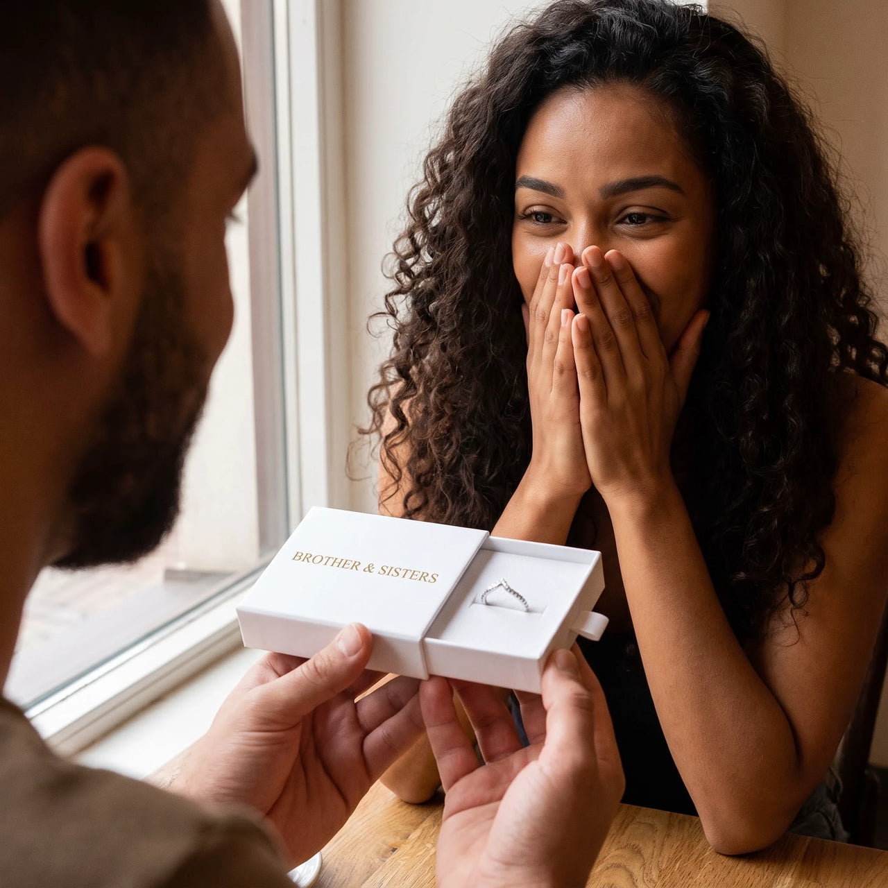 Marriage proposal with the silver ring in its gift box | SKU: 10645547-4.5-silver