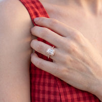 Thumbnail for Close-up of the Rose Gold Rectangle Ring worn | SKU: 1969566-4-5-rose-gold