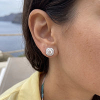 Thumbnail for Woman relaxing on holiday wearing the silver stud earrings | SKU: 505263