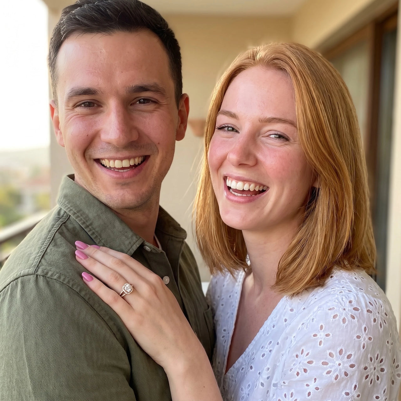 Rose gold engagement ring — worn by a couple, rose gold | SKU: 346060-4.5-rose-gold