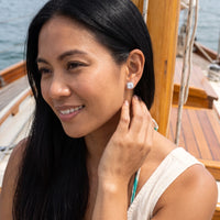 Thumbnail for Wedding earrings — worn, silver | SKU: 505185-white