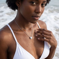 Thumbnail for Halo necklace — worn in the water, waterproof, silver | SKU: 505721