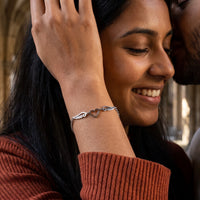 Thumbnail for The silver bracelet worn, close view | SKU: 42007-silver