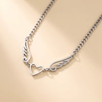 Thumbnail for Winged Heart Necklace, silver | SKU: 42004-silver